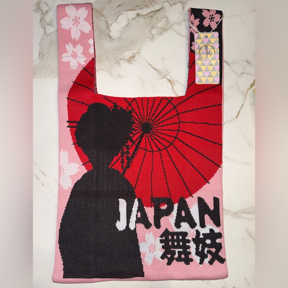 D. Kelly | Japan Knit Mini Tote Bag Woman +umbrella|Graphic Trendy|  NWT